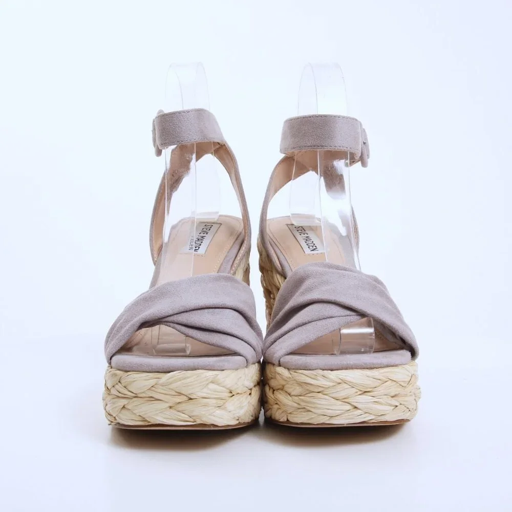 Steve Madden Poloma Textile Wedge Sandals Gray Women‎ Size 7.5